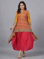 Juniper Women Mustard Georgette Printed Draped Maxi Dress | Grocsy