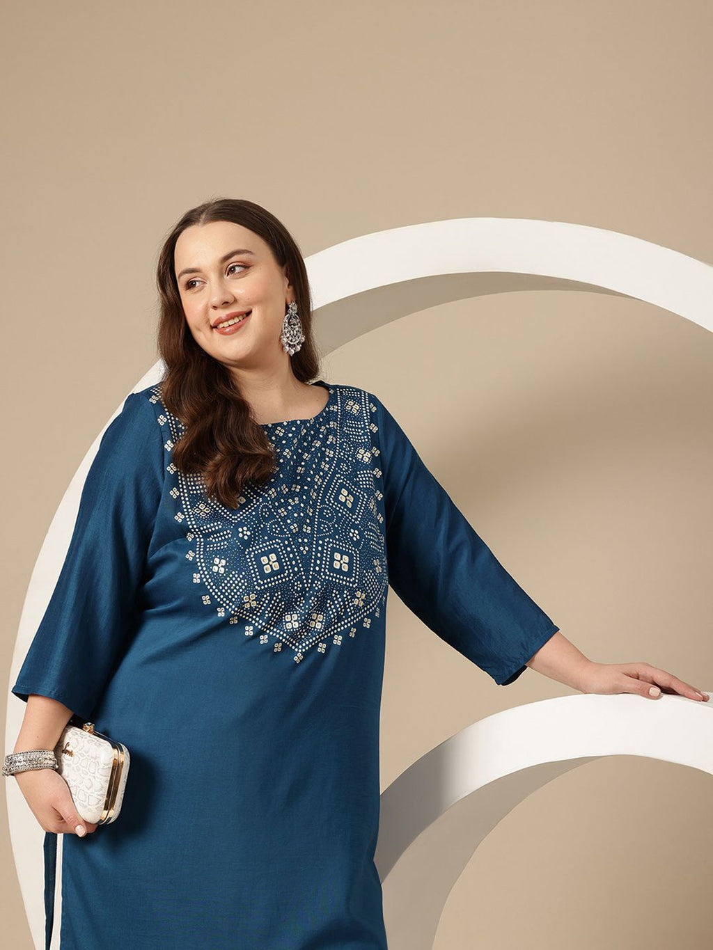 Sztori Plus Size Geometric Printed Kurta | Grocsy