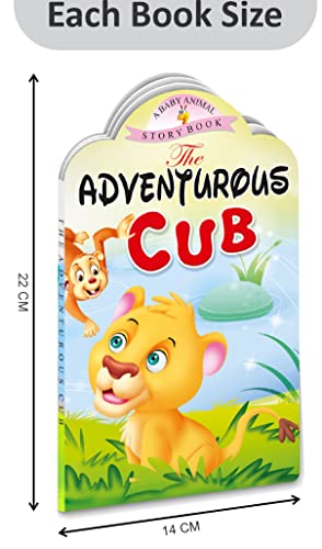 Sawan Set Of 5 Story Books Baby Animals Series (Adventurous Cub,Baby Squirrel,Baby Dinosaur,City Calf & Baby Mouse) [Board Book] Sawan | Grocsy