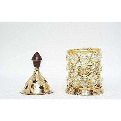 Brass Akhand Diya -Diamond Crystal Deepak - Oil Lamp | Grocsy