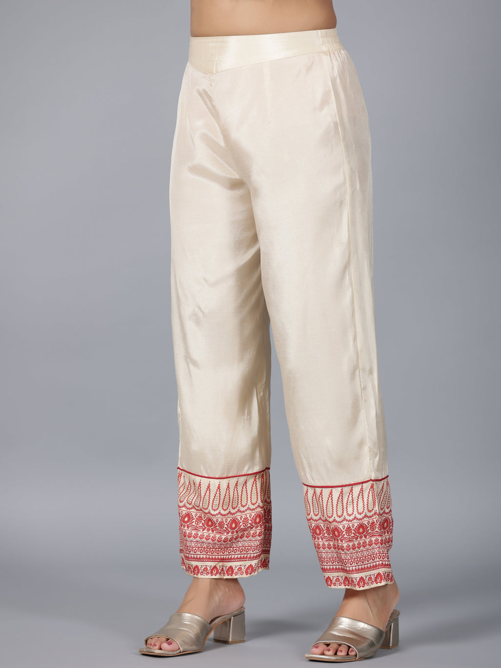 Juniper Women Beige Viscose Shantoon Printed Kurta, Pants & Dupatta Set | Grocsy