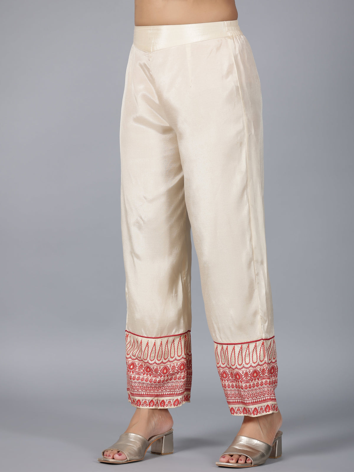 Juniper Women Beige Viscose Shantoon Printed Kurta, Pants & Dupatta Set | Grocsy
