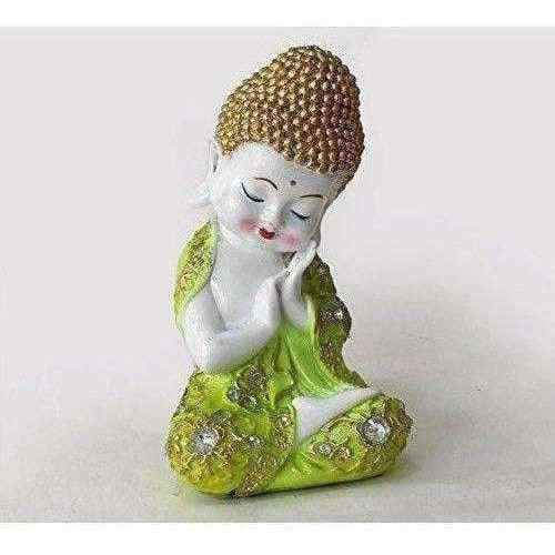 Multi - Color Handmade Buddha Showpiece and Stones On Wooden Tray | Grocsy