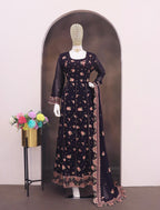 Anaita Purple Faux Georgette Sequins Embroidered Salwar Suit | Grocsy