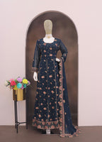 Anaita Navy Blue Faux Georgette Sequins Embroidered Salwar Suit | Grocsy