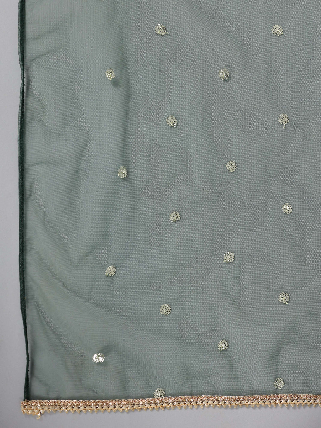 Juniper Women Bottlegreen Velvet Embroidered Kurta, Pants & Dupatta Set | Grocsy