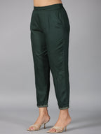 Juniper Women Bottlegreen Velvet Embroidered Kurta, Pants & Dupatta Set | Grocsy