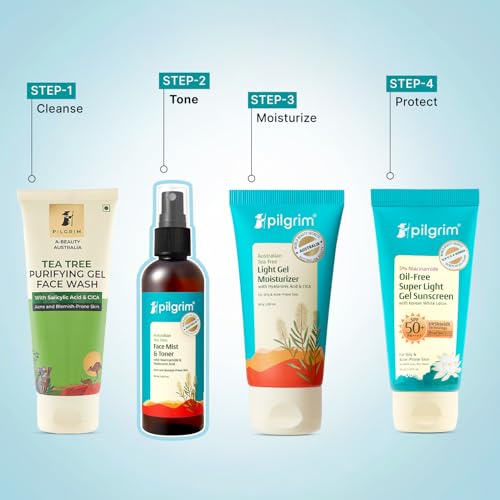 Pilgrim Tea Tree & 2% Niacinamide Face Toner For Oily Skin, Acne & Blemish Prone Skin, Pore Cleansing & Glowing Skin | Grocsy