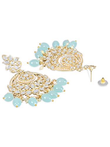 Gold-Polished Traditional Handcrafted Pearl Kundan Beaded Earrings for Women - Wahe Jewels - Swadesiicart