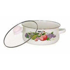 Decorative Enamel Casserole with Glass Lids - Set of 3 | Grocsy
