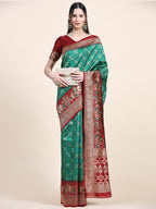 Vedant Vastram Patola Design KanchiPuram Silk Saree For Women - Green | Grocsy