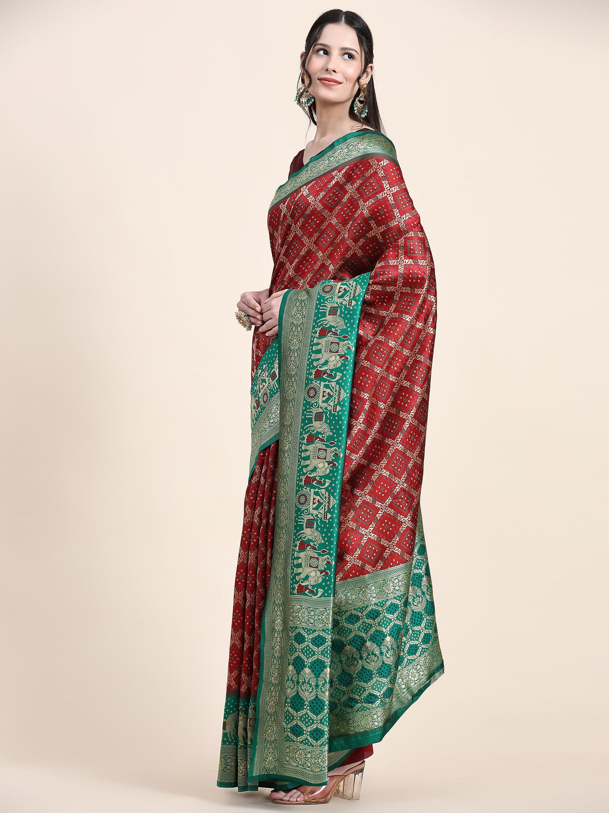 Vedant Vastram Patola Design KanchiPuram Silk Saree For Women - Maroon | Grocsy