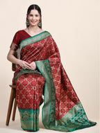 Vedant Vastram Patola Design KanchiPuram Silk Saree For Women - Maroon | Grocsy