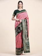 Vedant Vastram Patola Design KanchiPuram Silk Saree For Women - Pink | Grocsy