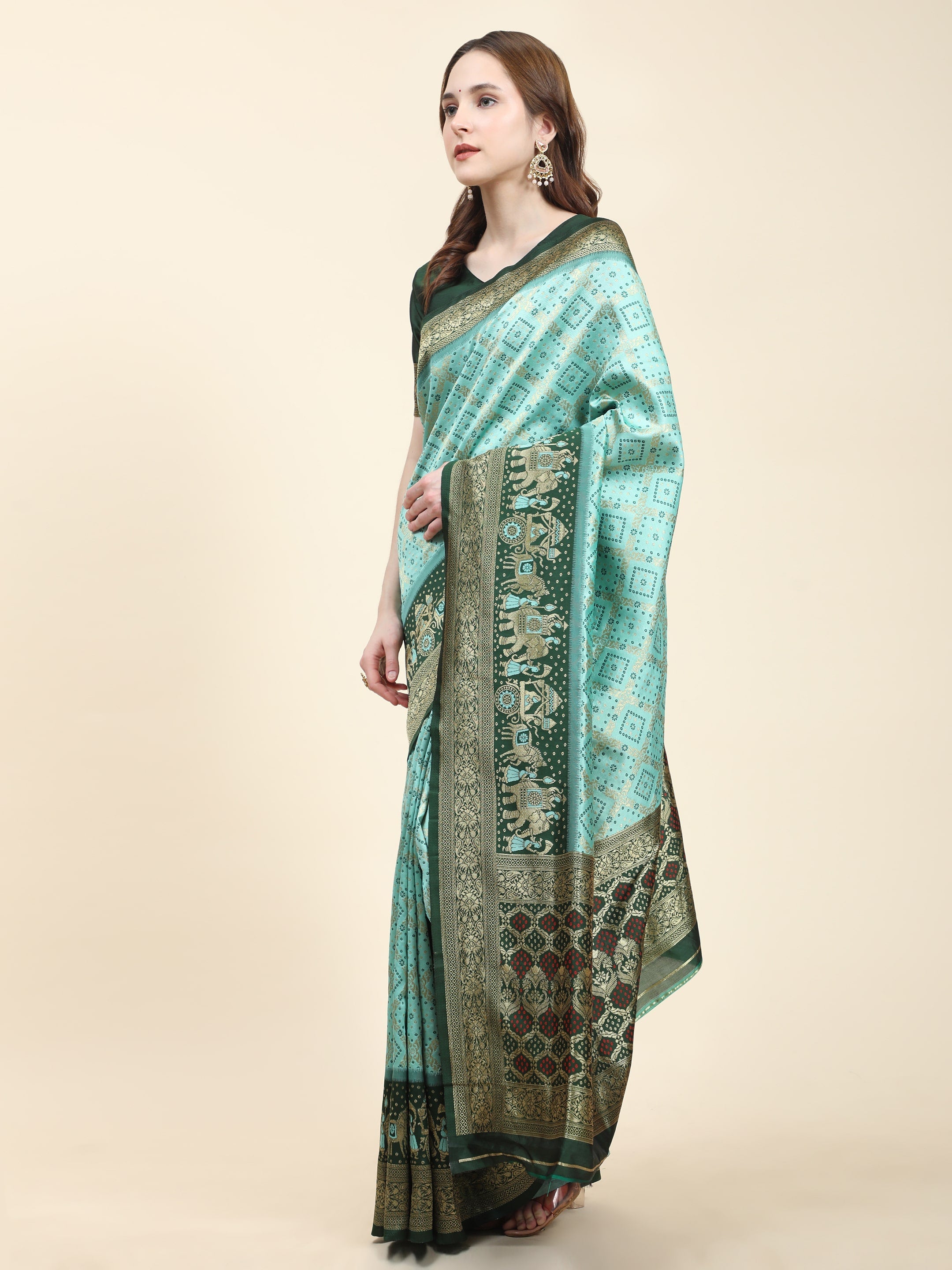 Vedant Vastram Patola Design KanchiPuram Silk Saree For Women - Rama | Grocsy