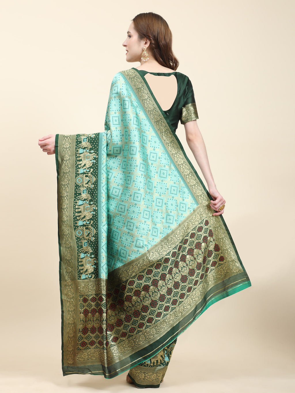 Vedant Vastram Patola Design KanchiPuram Silk Saree For Women - Rama | Grocsy