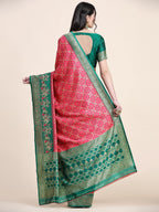 Vedant Vastram Patola Design KanchiPuram Silk Saree For Women - Rani Pink | Grocsy