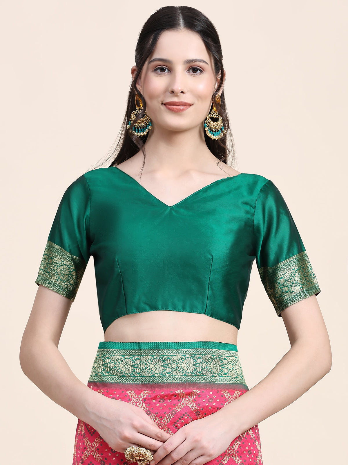 Vedant Vastram Patola Design KanchiPuram Silk Saree For Women - Rani Pink | Grocsy