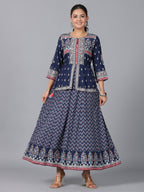 Juniper Women Indigo Shantoon Printed Maxi Dress | Grocsy