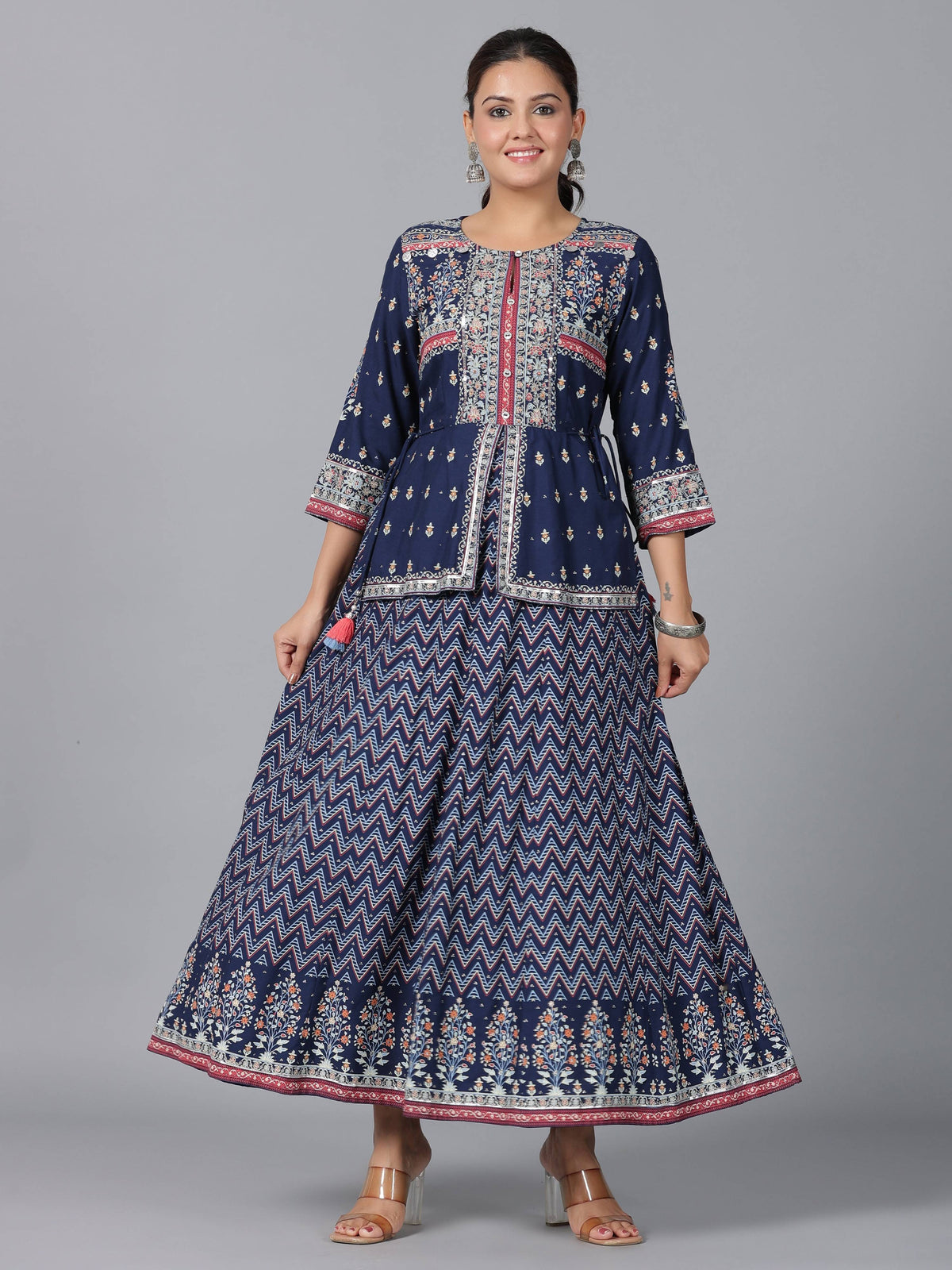 Juniper Women Indigo Shantoon Printed Maxi Dress | Grocsy