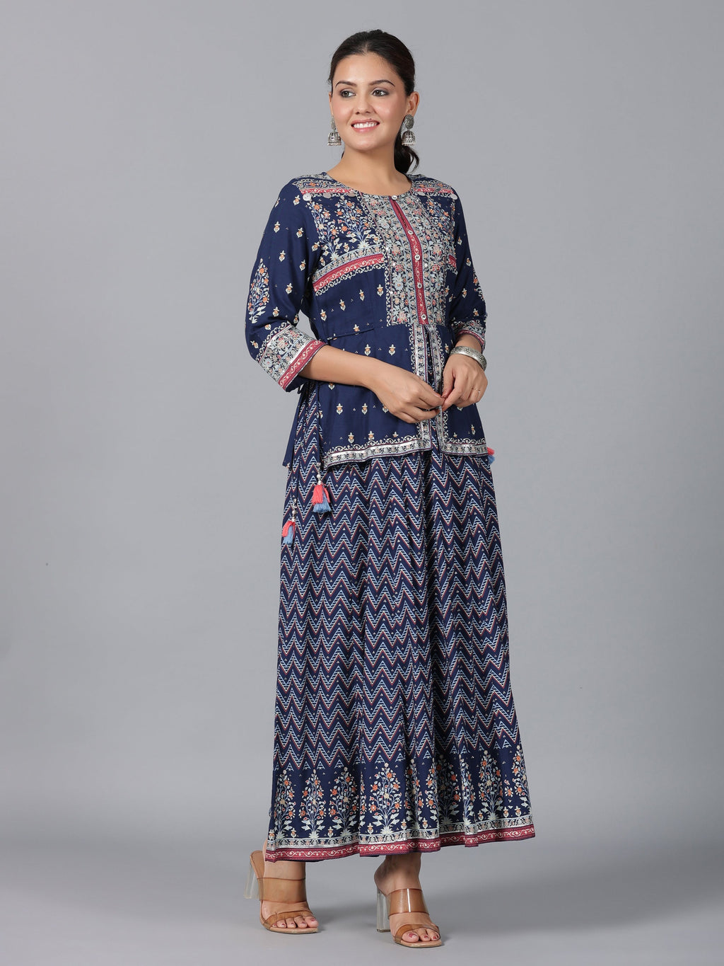 Juniper Women Indigo Shantoon Printed Maxi Dress | Grocsy