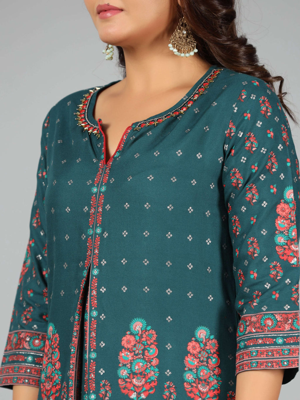 Juniper Women Green Rayon Printed Kurta & Pants Set | Grocsy
