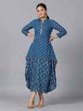 Juniper Women Indigo Georgette Printed Draped Maxi Dress | Grocsy