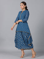 Juniper Women Indigo Georgette Printed Draped Maxi Dress | Grocsy