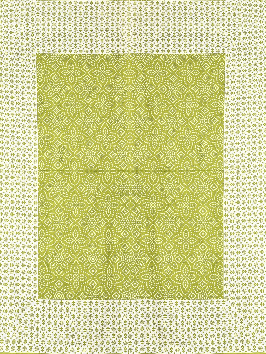 Urban Magic Green & White Ethnic Motifs Cotton 104 TC Queen Bedsheet with 2 Pillow Covers | Grocsy