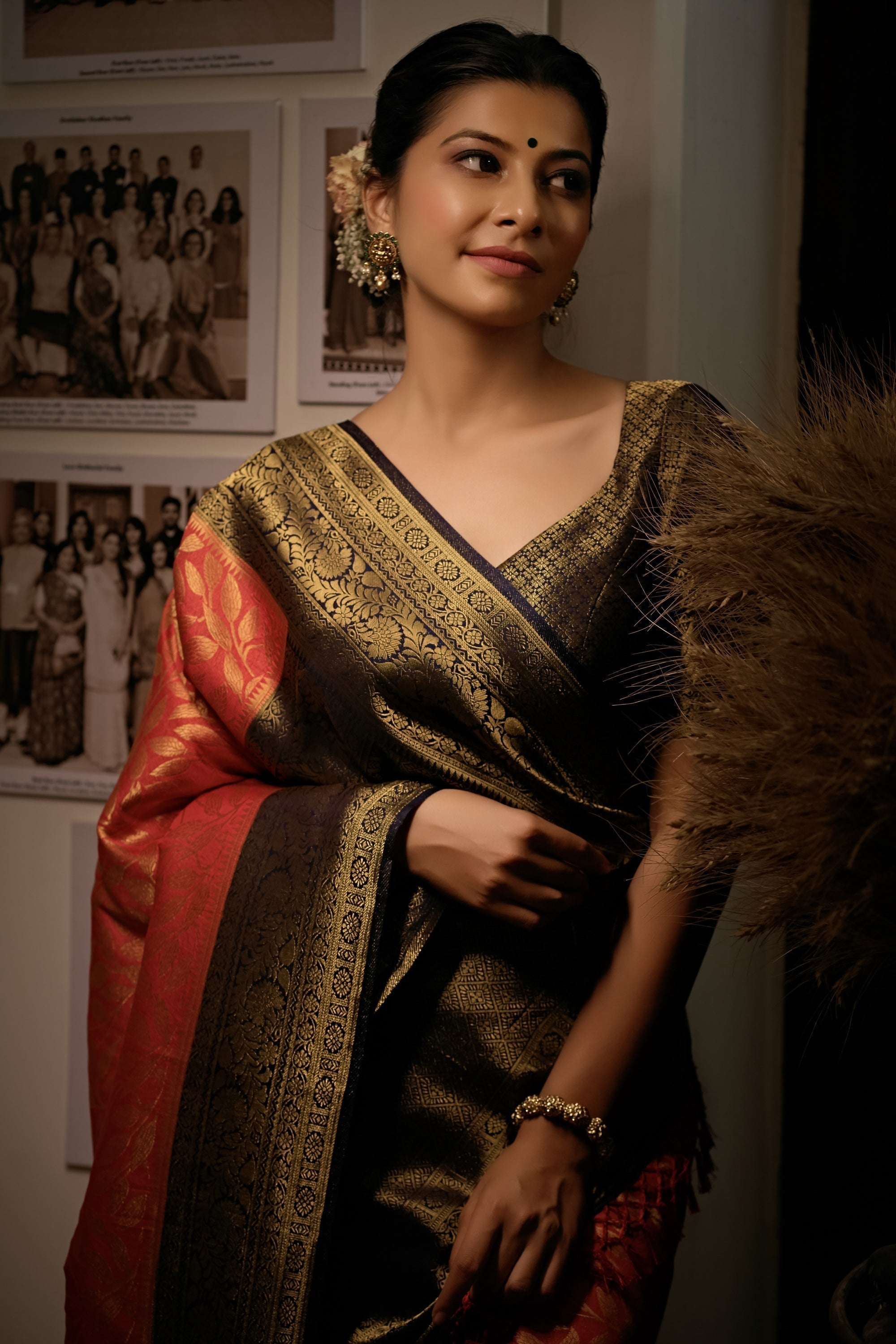 Vardha Beautiful Carmine Red Golden Zari Kanjeevaram Silk Saree | Grocsy
