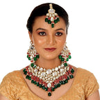 Tehzeeb Creations Meenakari Gold-Polished Multi color Uncut dibbi Kundan Combo Necklace Set | Grocsy
