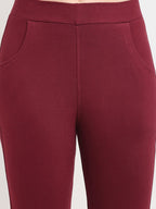 TAG 7 Women Maroon & Olive Green Pack of 2 Leggings | Grocsy