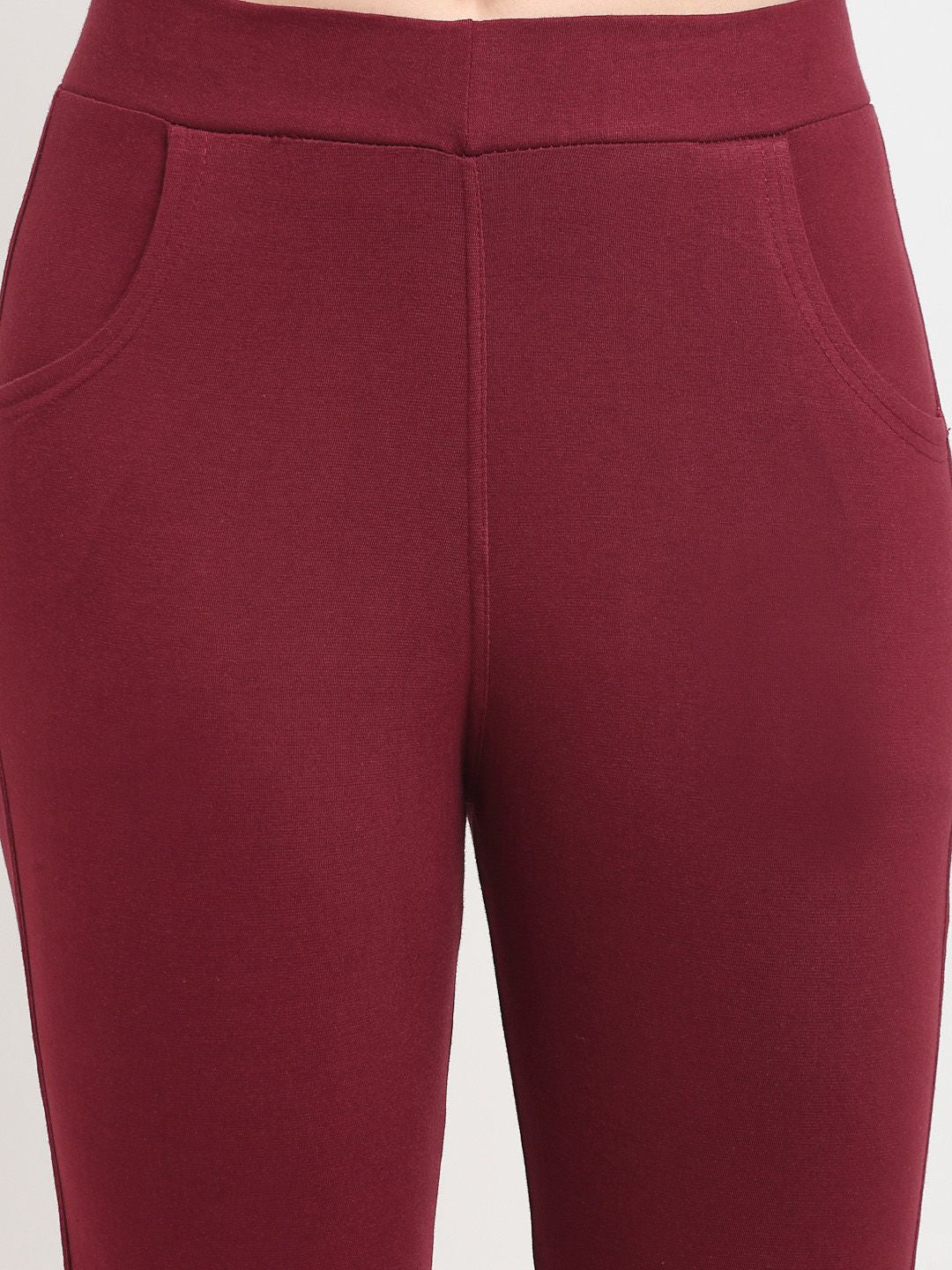 TAG 7 Women Maroon & Olive Green Pack of 2 Leggings | Grocsy