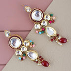 Tehzeeb Creations Back Meenakari Gold-Polished Tika Earring Combo Uncut Big Faux Kundan Choker Necklace set | Grocsy