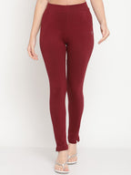TAG 7 Women Set of 2 Maroon & Grey Ankle Length Leggings | Grocsy