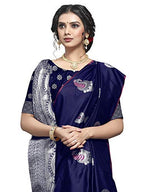 Shiv Textiles Women's Dark Blue Jacquard Art Silk Saree | Grocsy
