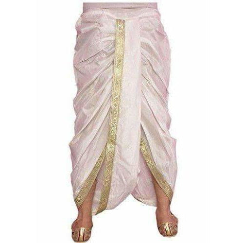 Men's Silk Solid Dhoti (White, Free Size) | Grocsy