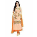 Chanderi Silk Unstitched Peach Color Dress Material | Grocsy