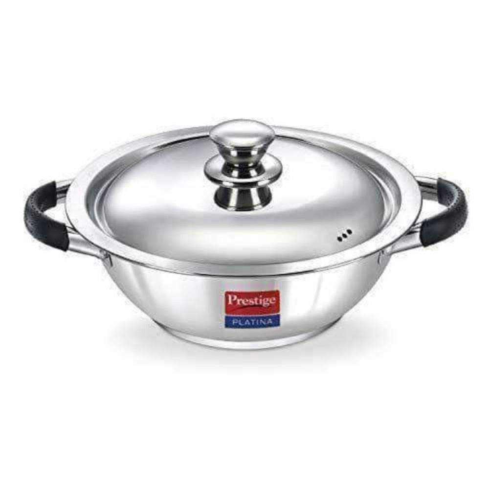 Prestige Platina Induction Base Stainless Steel Kadai  Silver | Grocsy
