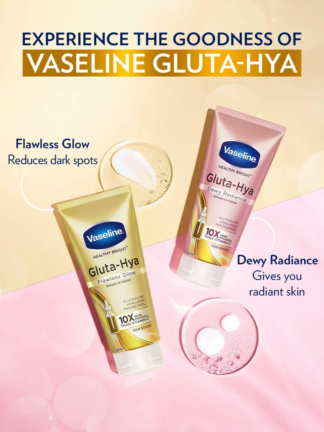 Vaseline Gluta Hya Serum-in-Lotion - Dewy Radiance & Flawless Glow Combo | Grocsy