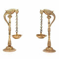 Brass - Pair Of Bird Diya Oil Lamp Stand | Grocsy