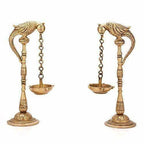 Brass - Pair Of Bird Diya Oil Lamp Stand | Grocsy