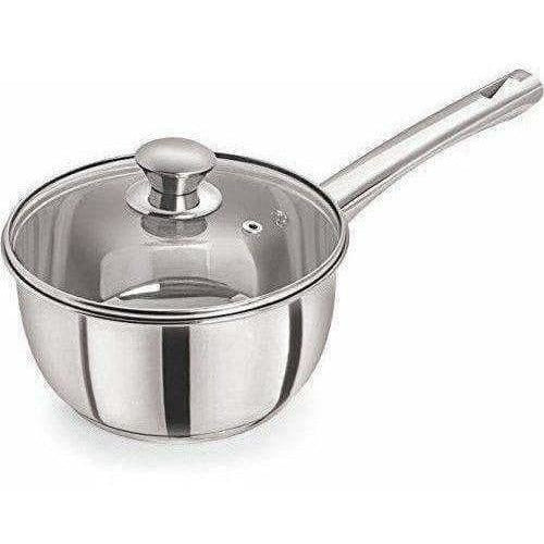 Stainless Steel Sandwich Base Dlx Sauce Pan with Glass Lid | Grocsy