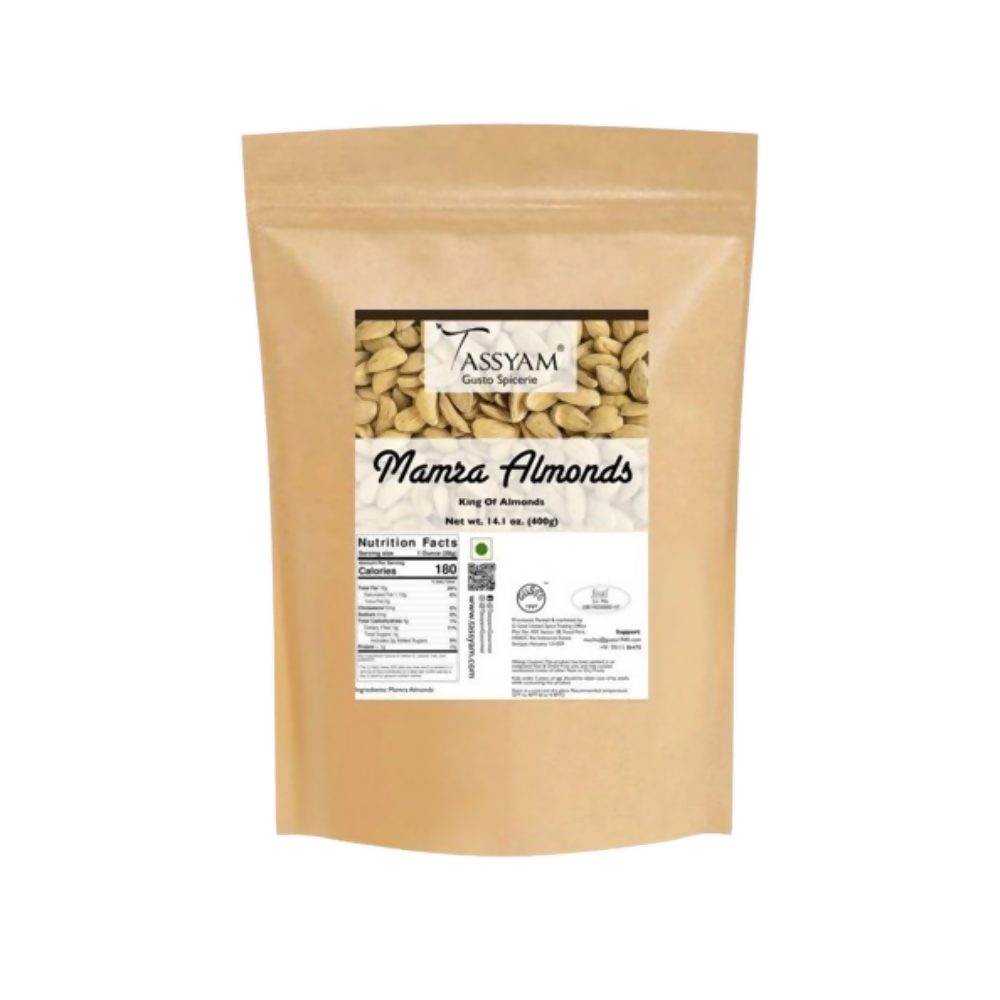 Tassyam Organics Ultra Premium Mamra Almonds - Pouch | Grocsy