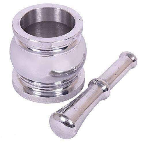 Stainless Steel Kitchen khalbatta, Okhli Masher, Mortar And Pestle Set (Steel) | Grocsy