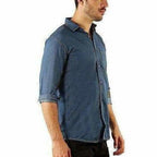 Men's Denim Full Sleeve Casual Shirt Dark Blue Color | Grocsy