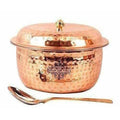 Steel Copper Casserole Bowl With Lid & 1 Serving Spoon - Set Of 2 Pieces | Grocsy