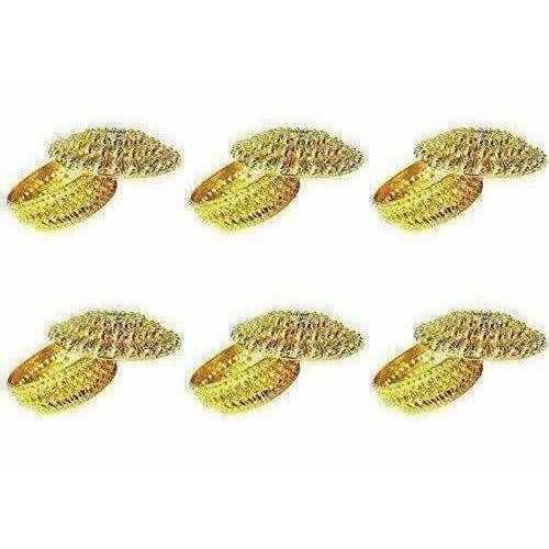 Golden - Decorative Organza Potli Basket (Pack Of 6) | Grocsy