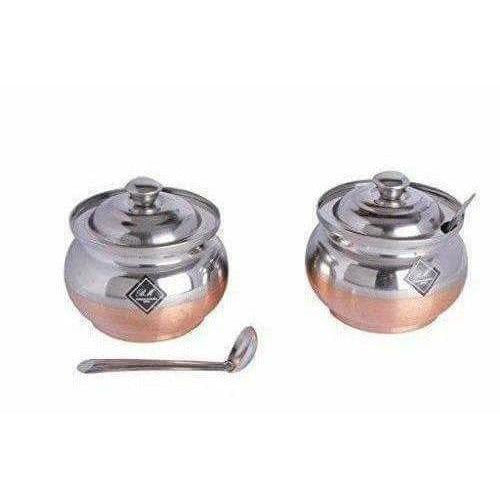 Copper Bottom Ghee and oil Pot Stainless Steel - pack of 2 | Grocsy
