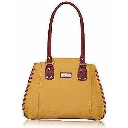 Women's Handbag (Beige And Maroon) | Grocsy